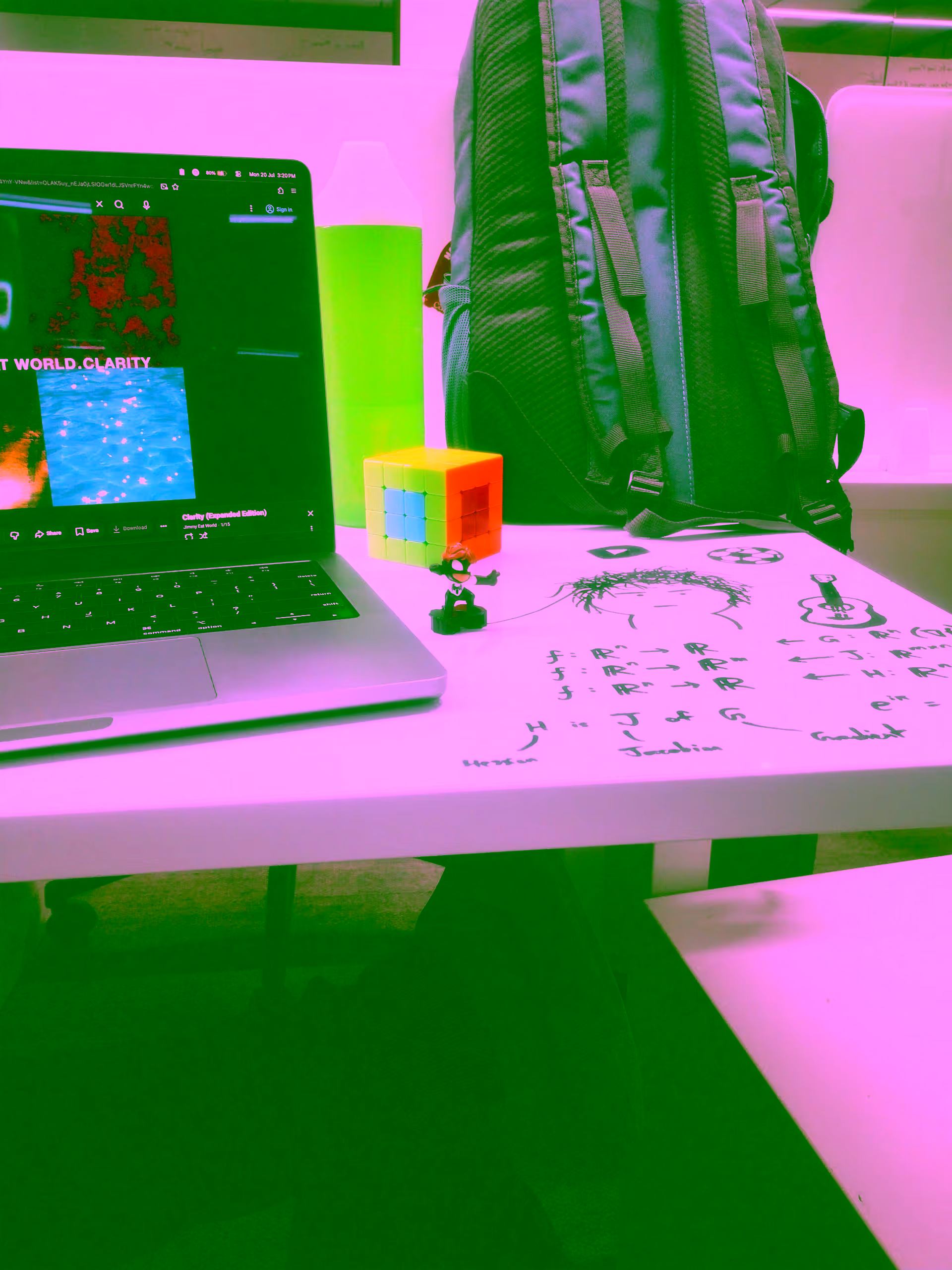 photo of a typical workplace desk with doodles on the table
